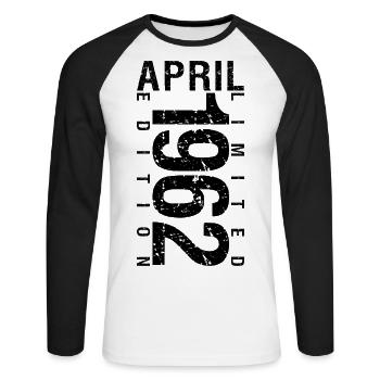 Birthday April 1962 April born in April 1962 - Unisex Long Sleeve Baseball T-Shirt - white/black - Front - Nik (191cm)