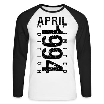 Birthday April 1994 April born in April 1994 - Unisex Long Sleeve Baseball T-Shirt - white/black - Front - Nik (191cm)