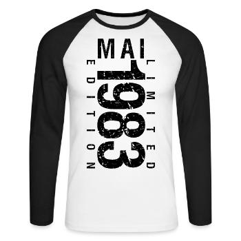 Anniversaire Mai 1983 Mai né en May 1983 - T-shirt baseball manches longues Homme - blanc/noir - Devant - Nik (191cm)