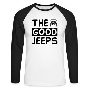 The Good Jeeps - Unisex Long Sleeve Baseball T-Shirt - white/black - Front - Nik (191cm)