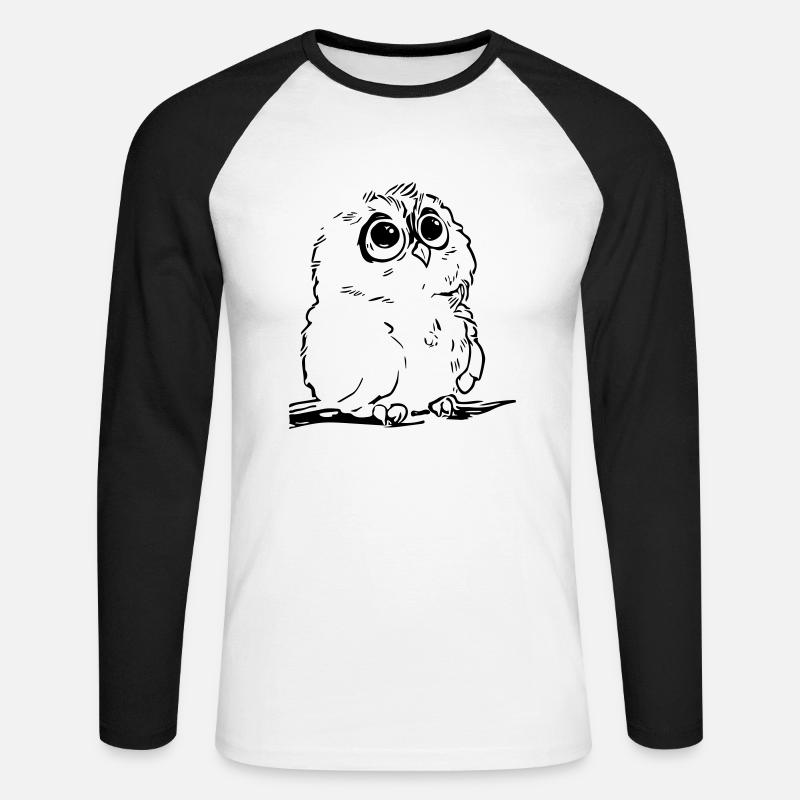 Niedliche Eule - Unisex Baseballshirt langarm - Weiß/Schwarz