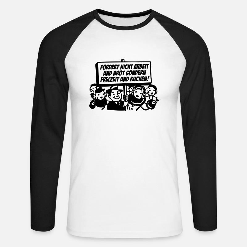 Freizeit und Kuchen - Unisex Baseballshirt langarm - Weiß/Schwarz