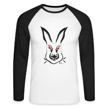 Mauvais lapin noir - T-shirt baseball manches longues Homme - blanc/noir - Devant - Nik (191cm)