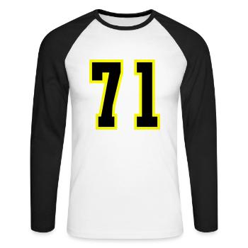 Maillot à 71 numéros - T-shirt baseball manches longues Homme - blanc/noir - Devant - Nik (191cm)