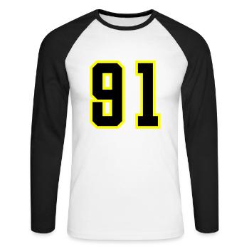91 Number Jersey - Unisex Long Sleeve Baseball T-Shirt - white/black - Front - Nik (191cm)