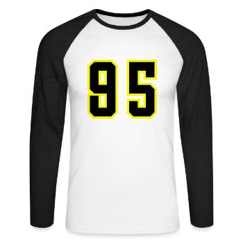 95 Zahl Trikot - Unisex Baseballshirt langarm - Weiß/Schwarz - Vorne - Nik (191cm)