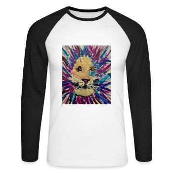 Lucas Löwe - Unisex Baseballshirt langarm - Weiß/Schwarz - Vorne - Nik (191cm)