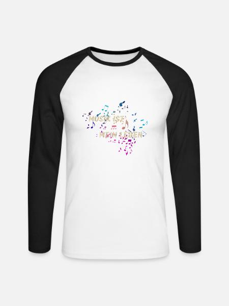 Musik ist mein Leben - Unisex Baseballshirt langarm - Weiß/Schwarz