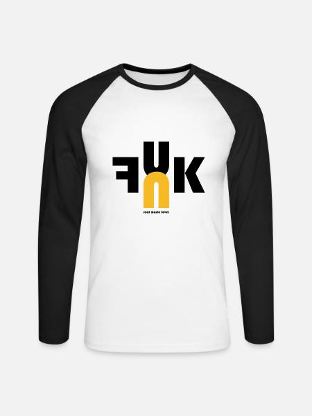 FUNK - real music lover - Musiker - Band - Langærmet herre-baseballshirt - hvid/sort