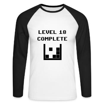 Level 18 complete (Steine) - Unisex Baseballshirt langarm - Weiß/Schwarz - Vorne - Nik (191cm)