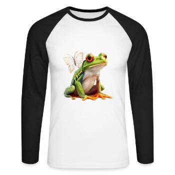 Frog - Unisex Long Sleeve Baseball T-Shirt - white/black - Front - Nik (191cm)