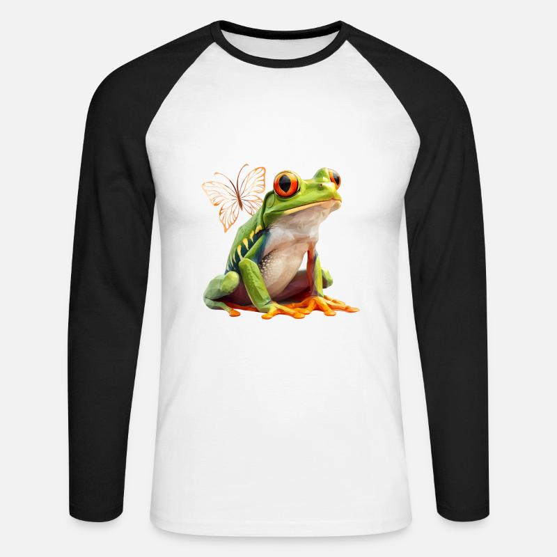 Frosch - Unisex Baseballshirt langarm - Weiß/Schwarz