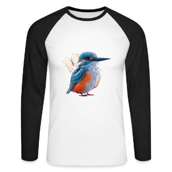 Martin-pêcheur - T-shirt baseball manches longues Homme - blanc/noir - Devant - Nik (191cm)