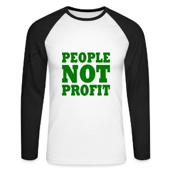 People not profit - T-shirt baseball manches longues Homme - blanc/noir - Devant - Nik (191cm)