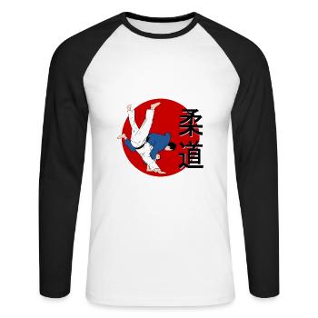 Judo - Judoka - Arts Martiaux - T-shirt baseball manches longues Homme - blanc/noir - Devant - Nik (191cm)
