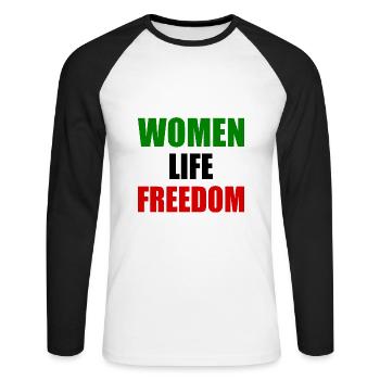 Women life freedom - T-shirt baseball manches longues Homme - blanc/noir - Devant - Nik (191cm)