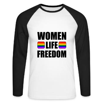 Women life freedom - Unisex Baseballshirt langarm - Weiß/Schwarz - Vorne - Nik (191cm)