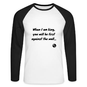 Ich bin der Erste, der sie will. Radiohead - Unisex Baseballshirt langarm - Weiß/Schwarz - Vorne - Nik (191cm)