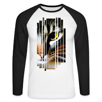 Cat Cats - Unisex Long Sleeve Baseball T-Shirt - white/black - Front - Nik (191cm)