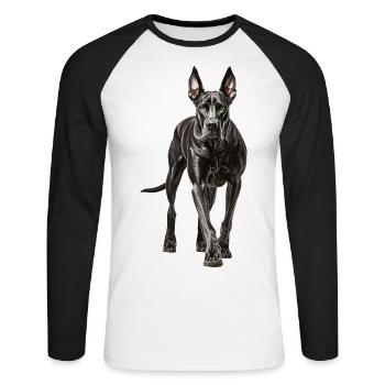 Deutsche Dogge - Unisex Baseballshirt langarm - Weiß/Schwarz - Vorne - Nik (191cm)
