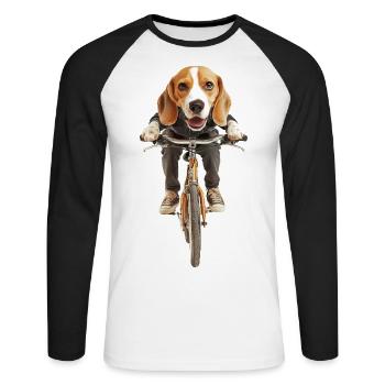 Beagle - Unisex Baseballshirt langarm - Weiß/Schwarz - Vorne - Nik (191cm)