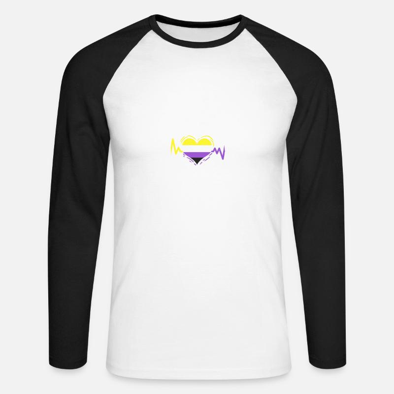 Nonbinary Pride Heartbeat Nonbinary Pride - Unisex Baseballshirt langarm - Weiß/Schwarz