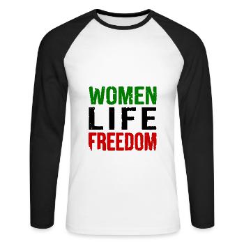 Women life freedom - Unisex Long Sleeve Baseball T-Shirt - white/black - Front - Nik (191cm)
