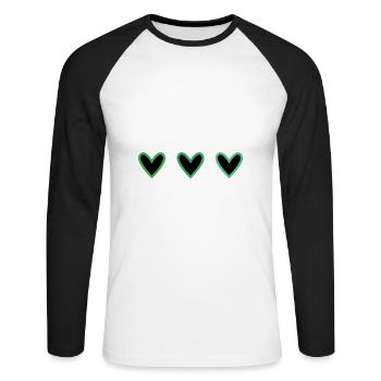 CŒUR. CŒURS. SAINT VALENTIN. LOVE. AMOUR - T-shirt baseball manches longues Homme - blanc/noir - Devant - Nik (191cm)