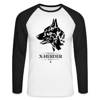 X Herder Papa Chien Chien Wilsigns - T-shirt baseball manches longues Homme - blanc/noir - Devant - Nik (191cm)
