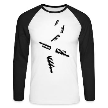 Comb hairdresser icon - Unisex Long Sleeve Baseball T-Shirt - white/black - Front - Nik (191cm)