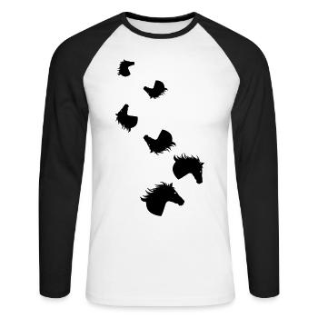 Icône Cheval Cheval - T-shirt baseball manches longues Homme - blanc/noir - Devant - Nik (191cm)