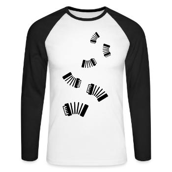 Musique d’accordéon - T-shirt baseball manches longues Homme - blanc/noir - Devant - Nik (191cm)