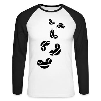 Symbole du grain de café - T-shirt baseball manches longues Homme - blanc/noir - Devant - Nik (191cm)