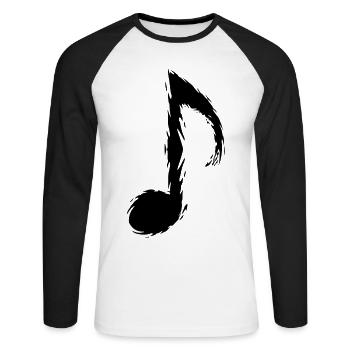 Music Note Black Musical Note - Unisex Long Sleeve Baseball T-Shirt - white/black - Front - Nik (191cm)