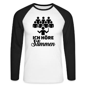 Chor - Unisex Baseballshirt langarm - Weiß/Schwarz - Vorne - Nik (191cm)