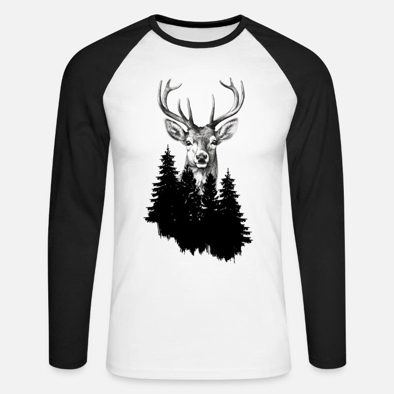 Jäger Bergsteiger Wanderer Hirsch - Unisex Baseballshirt langarm - Weiß/Schwarz
