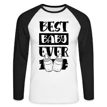 bestes baby - Unisex Baseballshirt langarm - Weiß/Schwarz - Vorne - Nik (191cm)
