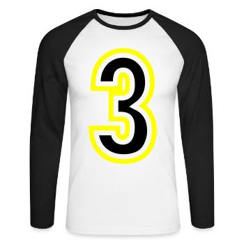 3 Nombre Collège - T-shirt baseball manches longues Homme - blanc/noir - Devant - Nik (191cm)