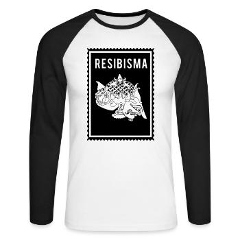 Resibisma - Wayang - Unisex Baseballshirt langarm - Weiß/Schwarz - Vorne - Nik (191cm)