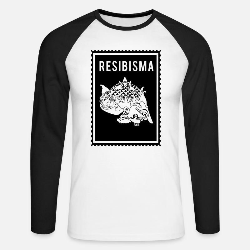Resibisma - Wayang - Unisex Baseballshirt langarm - Weiß/Schwarz