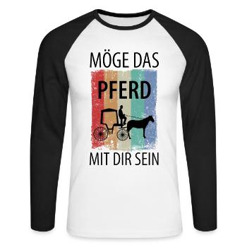 Kutscher Kutsche Pferdekutscher Kutschieren - Unisex Baseballshirt langarm - Weiß/Schwarz - Vorne - Nik (191cm)