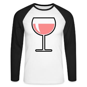 Verre à vin rosé rond (Vin rosé / Vin / 2C) - T-shirt baseball manches longues Homme - blanc/noir - Devant - Nik (191cm)