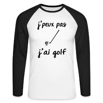 jpeux pas jai golf - T-shirt baseball manches longues Homme - blanc/noir - Devant - Nik (191cm)