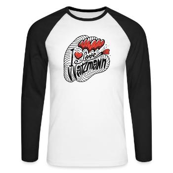 Watzmann Freedom Mountains Enthusiasm Souveniers - Unisex Long Sleeve Baseball T-Shirt - white/black - Front - Nik (191cm)