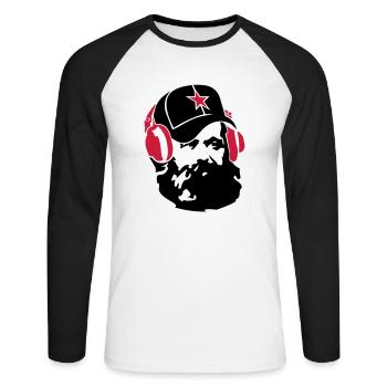 marx_star_ot_2color_bg - Unisex Long Sleeve Baseball T-Shirt - white/black - Front - Nik (191cm)