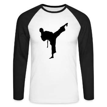 taekwondo_10 - Unisex Baseballshirt langarm - Weiß/Schwarz - Vorne - Nik (191cm)