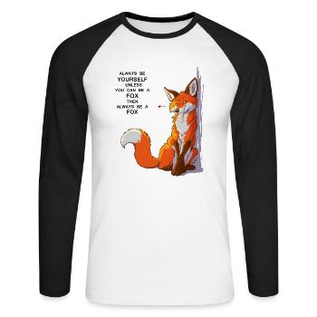 Sei du selbst, sei Fuchs - Unisex Baseballshirt langarm - Weiß/Schwarz - Vorne - Nik (191cm)