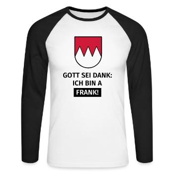 Gott sei Dank ich bin a Frank - Unisex Baseballshirt langarm - Weiß/Schwarz - Vorne - Nik (191cm)