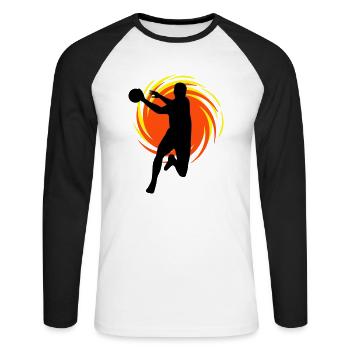 Wirbel Handballer - Unisex Baseballshirt langarm - Weiß/Schwarz - Vorne - Nik (191cm)