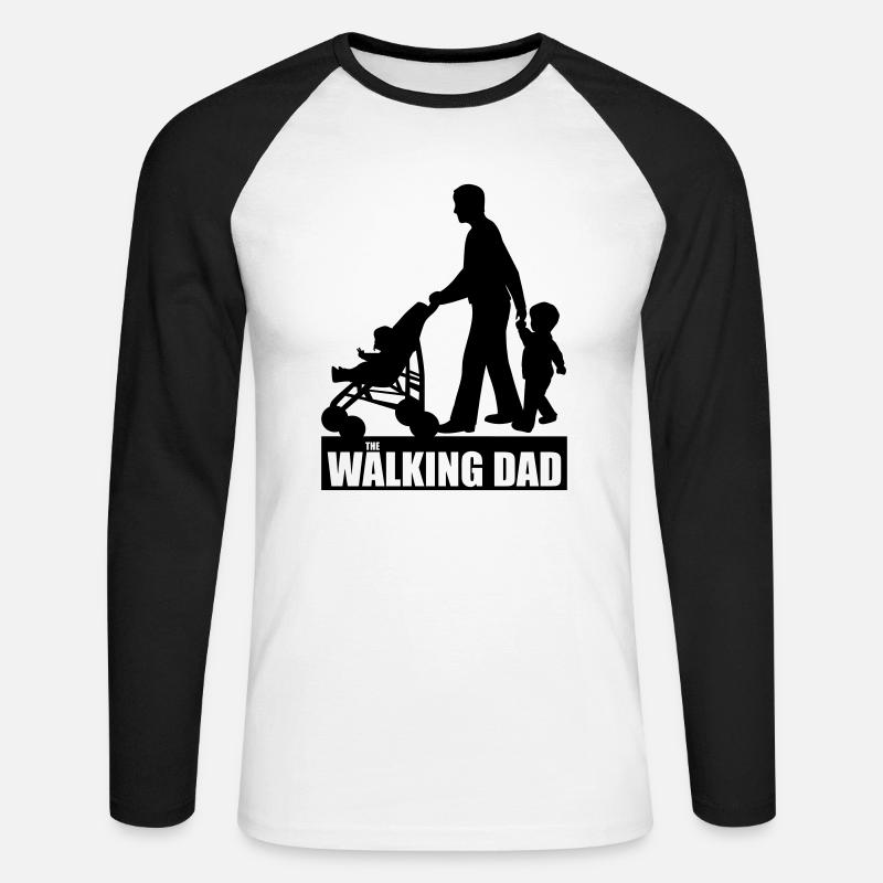 Walking Dad 2 - Unisex Baseballshirt langarm - Weiß/Schwarz